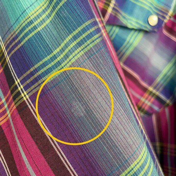 Vintage 90s Wranglers Shirt Men Sz 16-33 X-Long Tails Colorful Plaid Pearl Snaps - Picture 11 of 16